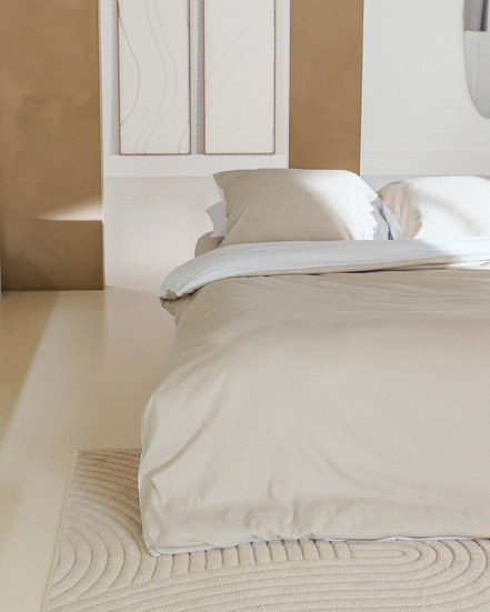 100% Egyptisch katoen 400TC dekbedovertrek beige - wit