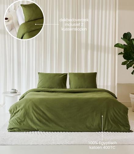 Néarr dekbedovertrek Olive green