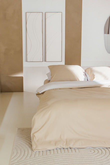 Néarr dekbedovertrek beige wit