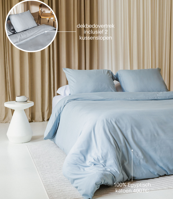 Egyptisch katoen beddengoed baby blauw / siwa blue
