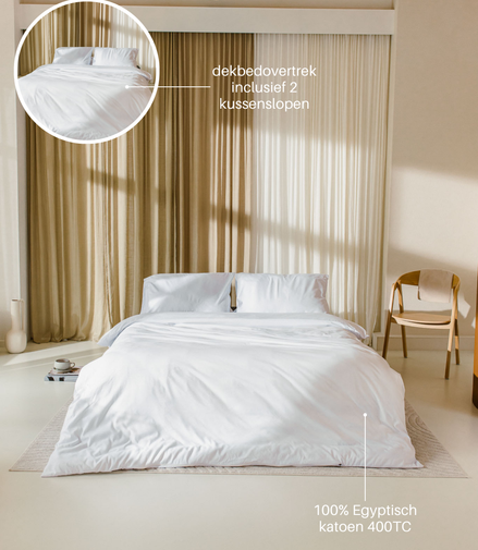 hotelkwaliteit beddengoed, egyptisch katoen in de kleur wit, minimalistisch fris design 